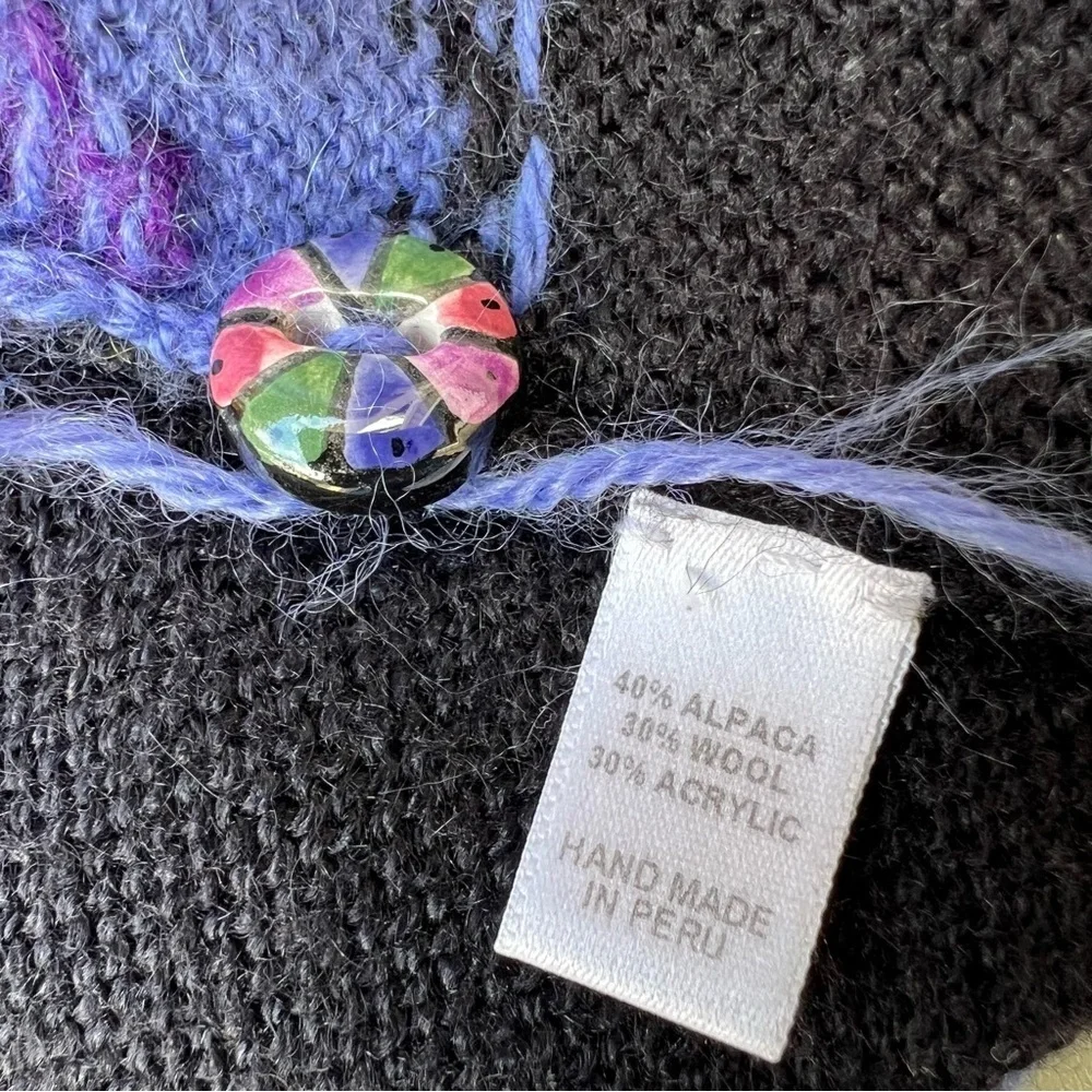 Alpaca Imports Bohemian Handmade Knit Wool Cardigan Sweater Women’s Size Medium